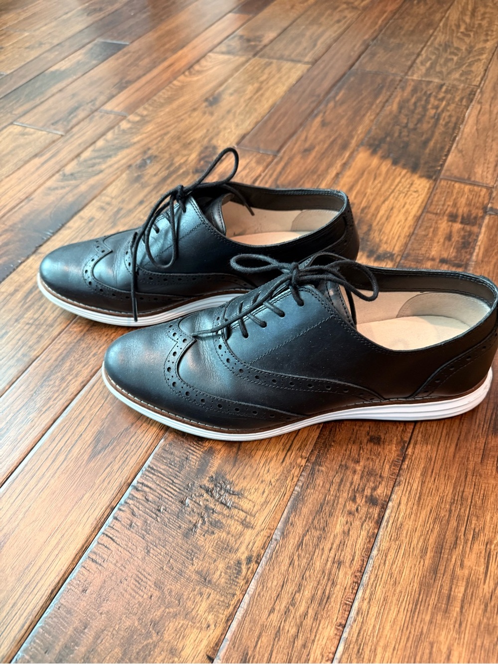 Cole Haan OriginalGrand Black Leather Wingtip Oxford Shoes Women Size 9